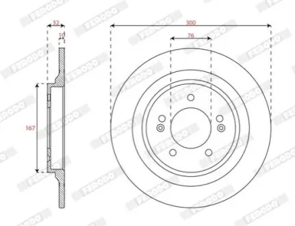 Гальмівний диск задній Лів/Прав HYUNDAI GRANDEUR, KONA KIA NIRO I, OPTIMA, SOUL III, SOUL III CARGO 1.6-Electric 09.15 FERODO DDF3099C Купити в Україні