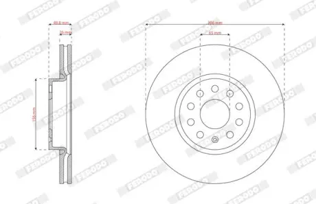 Гальмівний диск переднійAUDI A3, A3 ALLSTREET, Q3 CUPRA FORMENTOR, LEON, LEON SPORTSTOURER, TERRAMAR SEAT LEON, LEON SPORTSTOURER SKODA OCTAVIA IV, SUPERB IV 1.0-2.0D 07.19 FERODO DDF3121C