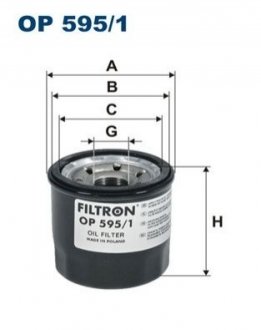 Фильтр масла - (PE0114302B, PE0114302, PE0114302B9A) FILTRON OP5951 (фото 1)