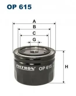Фільтр масляний Lada Niva/Opel Omega A 1.6/3.0 87-15 (h=70mm) FILTRON OP615