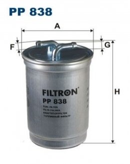 Фильтр топлива - (16901S37E30, 1655556, 191127177B) FILTRON PP838