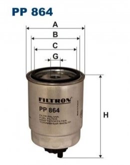 Фильтр топлива - (13321329270, 164036F900, 190623) FILTRON PP864