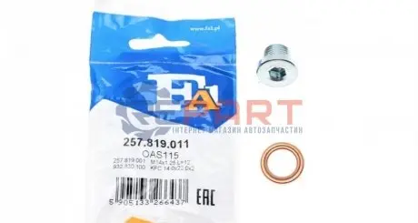 Болт зливу оливи Ford Focus/Galaxy 2.0 TDCI 03-15 (M14x1.25) Fischer Automotive One (FA1) 257.819.011 Купити в Україні