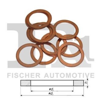 PODKADKA, USZCZELKA MIEDZIANA 21,00 X 25,00 X 1,00 (OPAKOWANIE 10 SZT.) Fischer Automotive One (FA1) 281.150.010