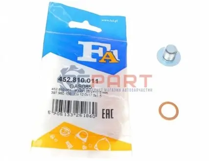 Болт зливу оливи + шайба Toyota Camry/Corolla/Lexus LS/Nissan Juke 86- (M12x1.25) Fischer Automotive One (FA1) 452.810.011 Купити в Україні