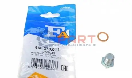 Болт зливу оливи + шайба BMW 3 (E20/E36/E39/E46)/5 (E60)/7 (E23/E32/E65)/8 (E31) -10 (M12x1.5x18) Fischer Automotive One (FA1) 866.370.011 Купити в Україні