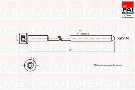 Набір болтів ГБЦ Renault Megane LagunaTrafic 20 V16 01 Fischer Automotive One (FA1) B1018