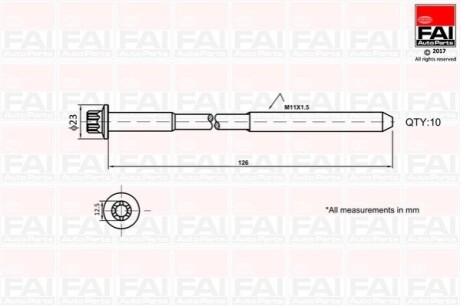 Болти головки блоку циліндрів Fischer Automotive One (FA1) B1139 (фото 1)