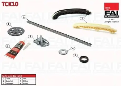 Комплект ланцюга ГРМ Skoda Fabia 1.2i 01-08 Fischer Automotive One (FA1) TCK10