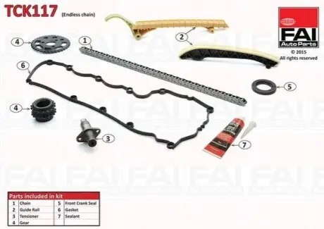 К-кт ланцюга ГРМ (з шестернею) MB A (W168) 97-/Vaneo (V414) 02 Fischer Automotive One (FA1) TCK117