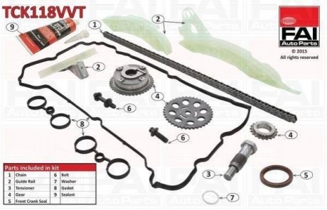 Ланцюг приводу кулачкового валу (набір) Fischer Automotive One (FA1) TCK118VVT