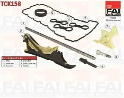 Комплект ланцюга ГРМ BMW 3 (E92/E93/F30)/5 (E61/F07)/X5 (E70/F15)/X6 (E71) 04-18 (N51/52/53/55) Fischer Automotive One (FA1) TCK158