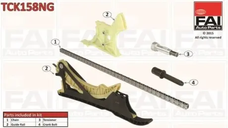 Комплект ланцюга ГРМ BMW 3 (E92/E93/F30)/5 (E61/F07)/X5 (E70/F15)/X6 (E71) 04-18 (N51/52/53/55) Fischer Automotive One (FA1) TCK158NG