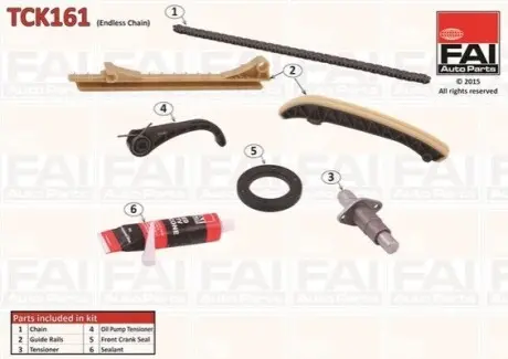 Фото Комплект ланцюга ГРМ MB A-class (W169)/B-class (W245) 04-12 Fischer Automotive One (FA1) (TCK161) зображення 1