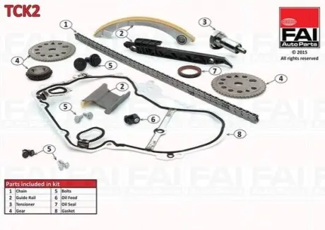Г-к-т цепи привода г/вала (с уплотнениями) Opel Astra G/Vectra B/C 2.2 16V/2.2Dti Fischer Automotive One (FA1) TCK2