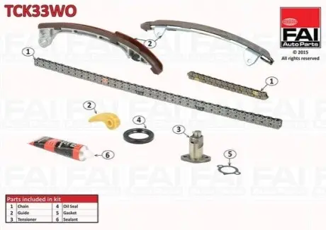 К-кт цепи ГРМ (без шестерен и механизма) Toyota Avensis 2.4 03-/Camry (V30) 2.0 01-/Rav 4 2.4 00- Fischer Automotive One (FA1) TCK33WO