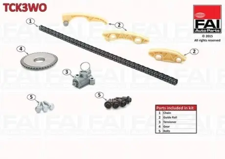 К-кт ланцюга ГРМ (з однією шестернею) Fiat Croma 2.2 16V 05-/Opel Vectra B 2.2 00 Fischer Automotive One (FA1) TCK3WO