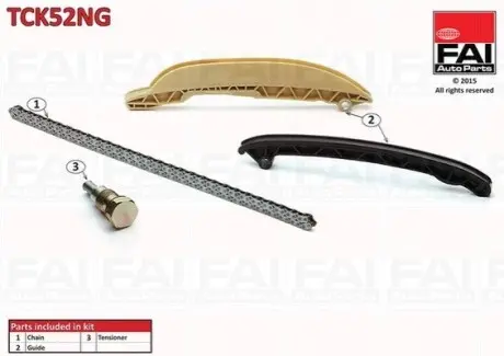 К-кт ланцюга ГРМ (ланцюг+2направл.+натяжник) Ford Fiesta 1.3 01-/KA 1.6 02 Fischer Automotive One (FA1) TCK52NG