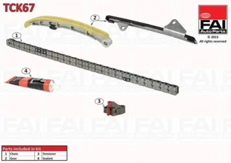 Комплект ланцюга ГРМ Toyota Yaris 1.4 D 01 Fischer Automotive One (FA1) TCK67