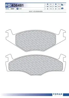 Колодки гальмівні (передні) Seat Cordoba/Ibiza II/VW Golf/Jetta II /Passat 73-02 FOMAR FO436481 Купити в Україні
