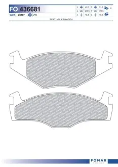 Колодки гальмівні (передні) Seat Cordoba/Ibiza II/VW Golf/Jetta II /Passat 73-02 FOMAR FO 436681 Купити в Україні
