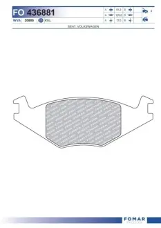 Колодки гальмівні (передні) Seat Cordoba/Ibiza 94-02/VW Golf/Jetta/Polo 81-94 FOMAR FO 436881 Купити в Україні
