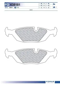 Фото Колодки гальмівні (задні) BMW 3 (E30) 82-94/5 (E28) 81-87/6 (E24) 77-89 M10/M20/M21/M30/M40 FOMAR (FO 438181) зображення 1