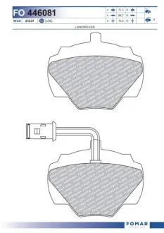Фото Колодки гальмівні (задні) Land Rover Range Rover I 69-96/Defender II 90-16/Discovery 89-96 FOMAR (FO 446081) зображення 1