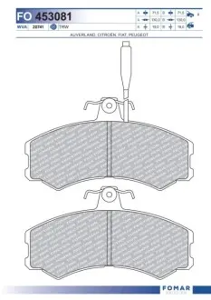 Колодки гальмівні (передні) Citroen C25/Fiat Ducato/Peugeot J5 81-94 (+датчики) FOMAR FO 453081 Купити в Україні