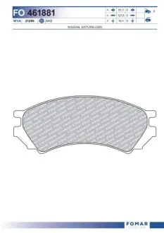Колодки гальмівні (передні) Nissan Primera 1.6/2.0D 91-96 FOMAR FO 461881 Купити в Україні