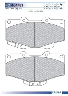 Колодки гальмівні (передні) Toyota Land Cruiser 90 96-02/VW Taro 2.4D 89-97 FOMAR FO464781 Купити в Україні