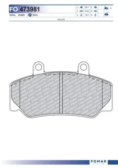 Колодки тормозные дисковые FOMAR FO 473981 Купить в Украине