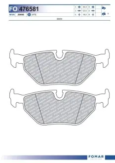 Колодки гальмівні (задні) BMW 3 (E30/E36) 86-99/5 (E34) 87-96/7 (E32) 85-94/Z1 88-91/Z3 (E36) 97-03 FOMAR FO 476581 Купити в Україні