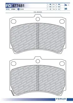 Колодки гальмівні (передні) Kia Rio 00-05/Mazda 323 89-98/121 II 90-96 FOMAR FO 477481 Купити в Україні