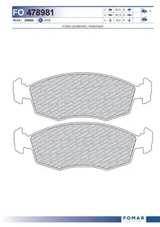 Фото Колодки гальмівні (передні) Ford Escort IV-VI 83-02/Sierra 82-95/Scorpio 85-94/Granada II 77-85 FOMAR (FO 478981) зображення 1