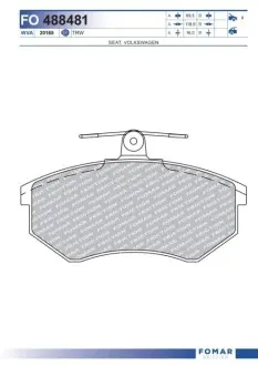 Колодки гальмівні (передні) Seat Cordoba/Ibiza 93-02 FOMAR FO488481 Купити в Україні