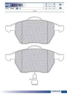 Колодки гальмівні (передні) Audi A4/A6/Skoda Superb/VW Passat 1.9TDI/2.5TDI 95 FOMAR FO 495781 Купити в Україні