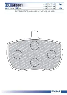 Фото Колодки гальмівні дискові FOMAR (FO 543081) зображення 1