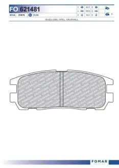 Колодки гальмівні (задні) Opel Frontera A/B 92-04/Monterry A/B 91-99 FOMAR FO 621481 Купити в Україні