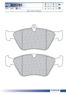 Колодки гальмівні (передні) Opel Omega B 94-00/Vectra A 93-95/Saab 900 93-98 FOMAR FO 625781