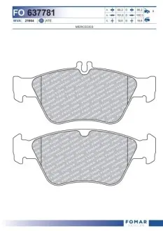 Колодки гальмівні (передні) MB E-class (W210)/C-class (W202) 95-02 FOMAR FO 637781 Купити в Україні