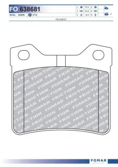 Колодки гальмівні (задні) Peugeot 406 96-04/605 89-11 (+датчики) FOMAR FO 638681 Купити в Україні