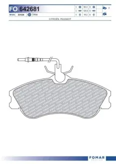 Колодки гальмівні (передні) Citroen Berlingo 96-11/Xsara/Peugeot 306 93-05/Partner 96-15 (+датчики) FOMAR FO 642681 Купити в Україні