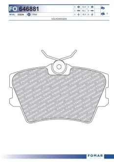 Колодки гальмівні (задні) VW T4 1.9/2.5D/TDI 96 FOMAR FO 646881 Купити в Україні