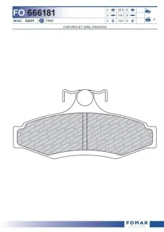 Фото Колодки гальмівні (передні) Chevrolet Epica 05-/Daewoo Nubira/Leganza 97-/Rezzo 00- FOMAR (FO 666181) зображення 1