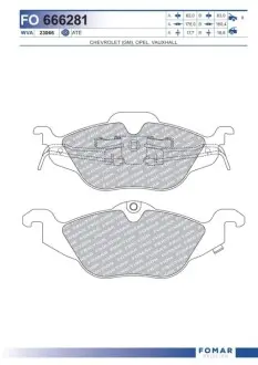 Колодки гальмівні (передні) Opel Astra G 98-09/Chevrolet Corsa 94-02 FOMAR FO 666281 Купити в Україні