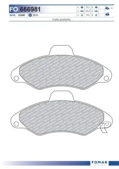Колодки гальмівні (передні) Ford Escort V/VI 90-00/Orion III 90-93 (Bosch) FOMAR FO 666981 Купити в Україні