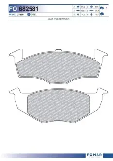 Колодки гальмівні (передні) Seat Cordoba/Ibiza II 93-02/VW Golf III 91-99/Polo 95-02 FOMAR FO682581 Купити в Україні