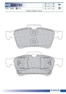 Комплект гальмівних колодок (задніх) Ford Connect 02 FOMAR FO 686781 Купити в Україні