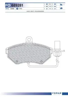 Колодки гальмівні (передні) Audi A4 94-08/Seat Exeo 08-13/VW Passat B5 96-00 (+датчики) FOMAR FO 689281 Купити в Україні